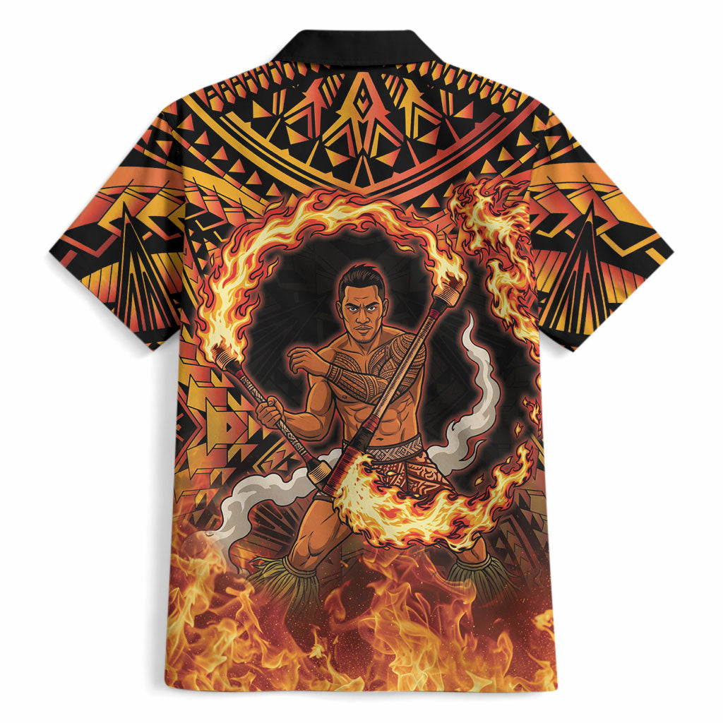 Samoa Siva Afi Dance Fireknife Hawaiian Shirt Samoan Tribal Motif Dancing in the Fire