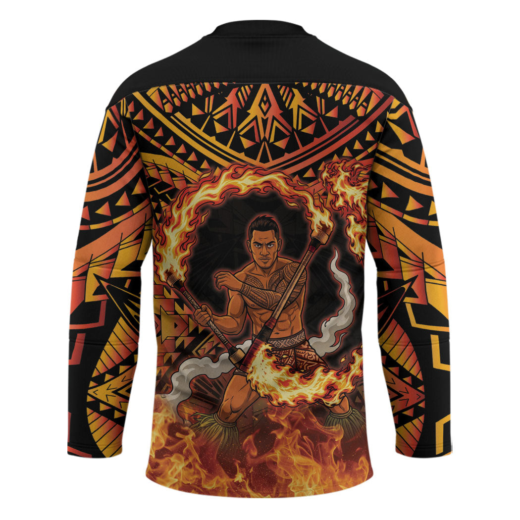 Samoa Siva Afi Dance Fireknife Hockey Jersey Samoan Tribal Motif Dancing in the Fire