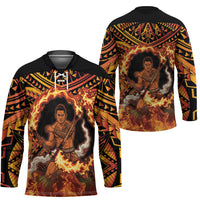Samoa Siva Afi Dance Fireknife Hockey Jersey Samoan Tribal Motif Dancing in the Fire