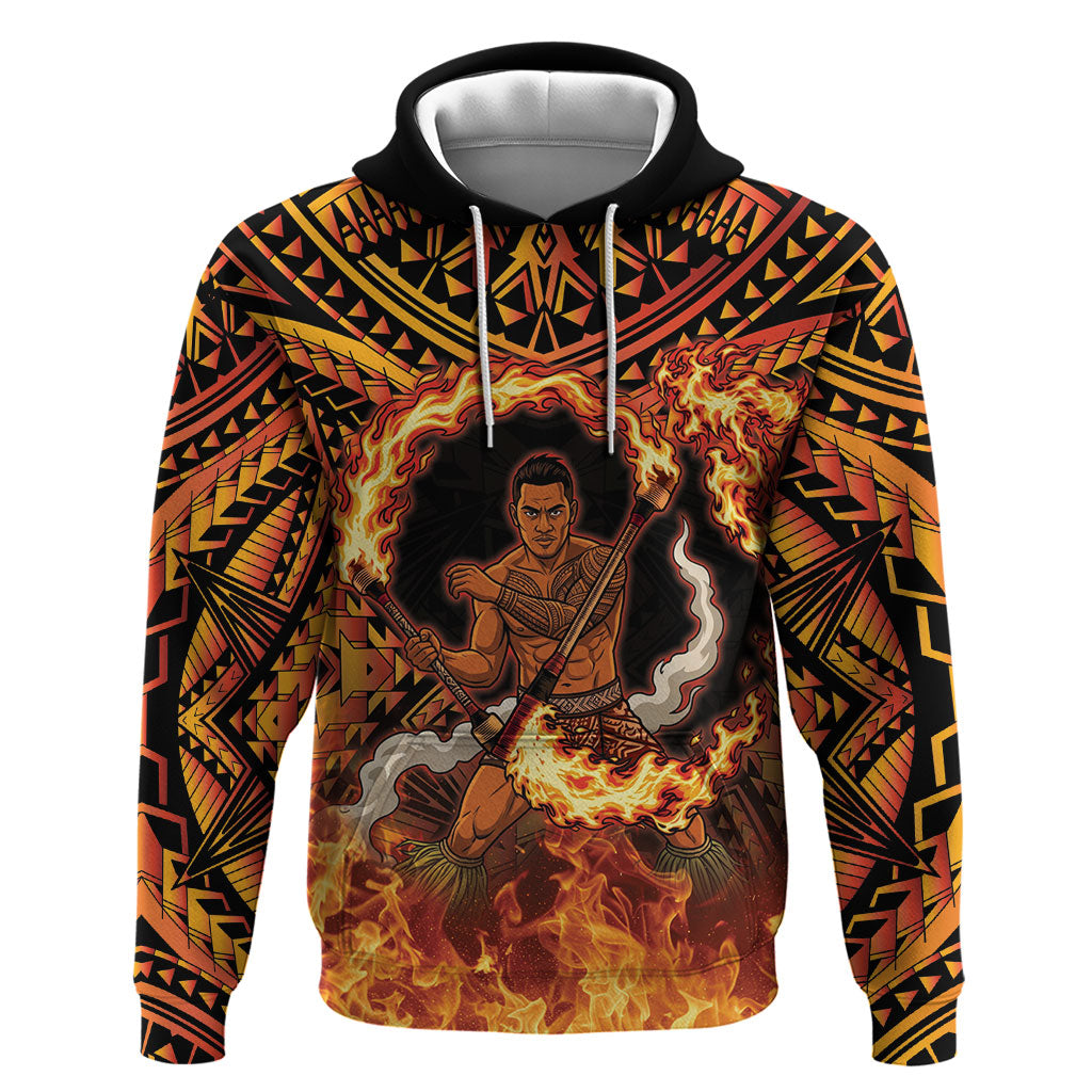 Samoa Siva Afi Dance Fireknife Hoodie Samoan Tribal Motif Dancing in the Fire