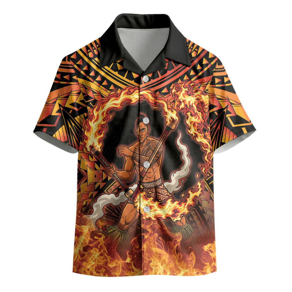 Samoa Siva Afi Dance Fireknife Kid Hawaiian Shirt Samoan Tribal Motif Dancing in the Fire