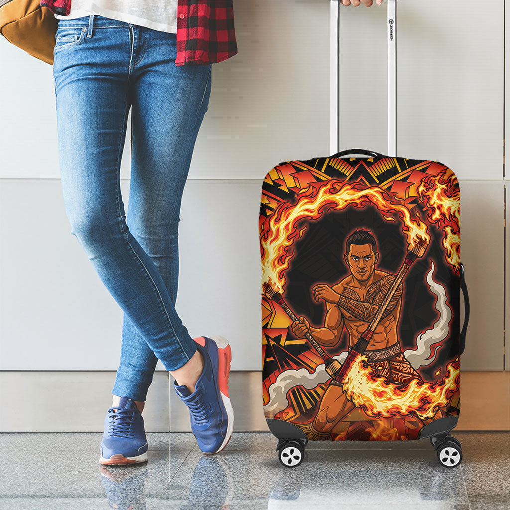Samoa Siva Afi Dance Fireknife Luggage Cover Samoan Tribal Motif Dancing in the Fire