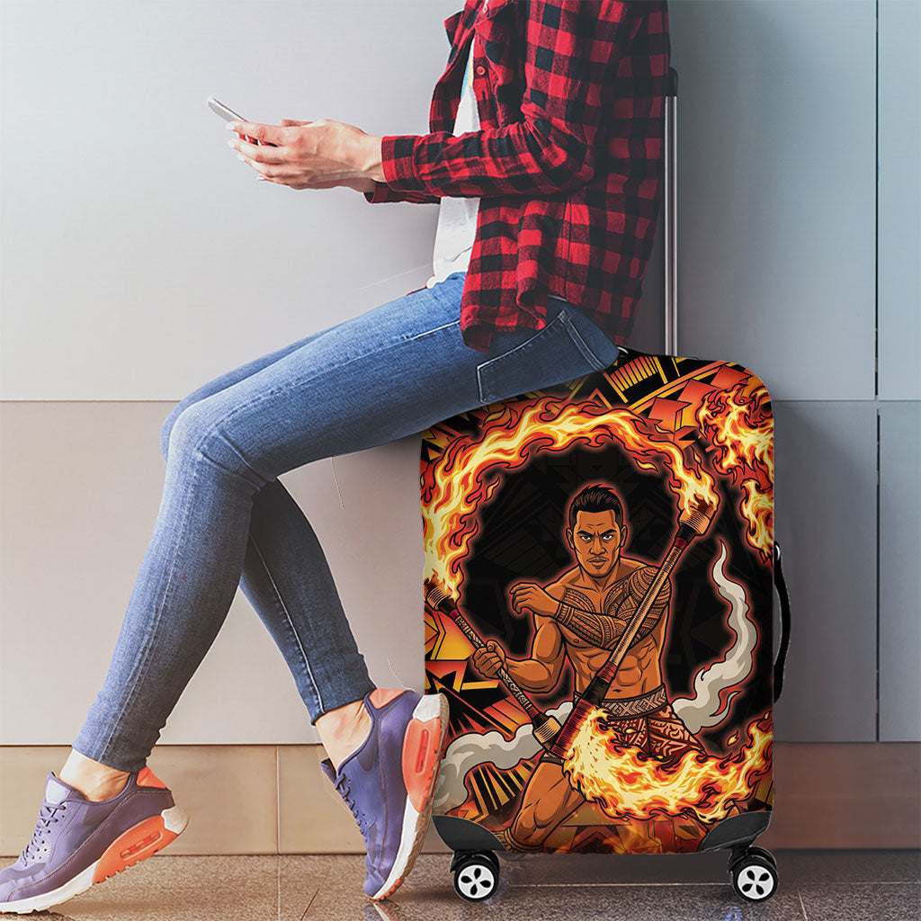 Samoa Siva Afi Dance Fireknife Luggage Cover Samoan Tribal Motif Dancing in the Fire