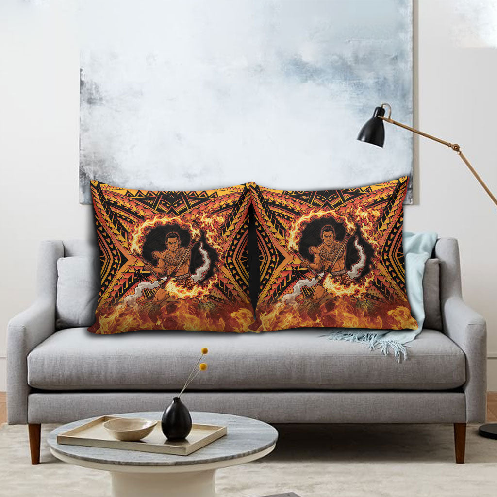 Samoa Siva Afi Dance Fireknife Pillow Cover Samoan Tribal Motif Dancing in the Fire