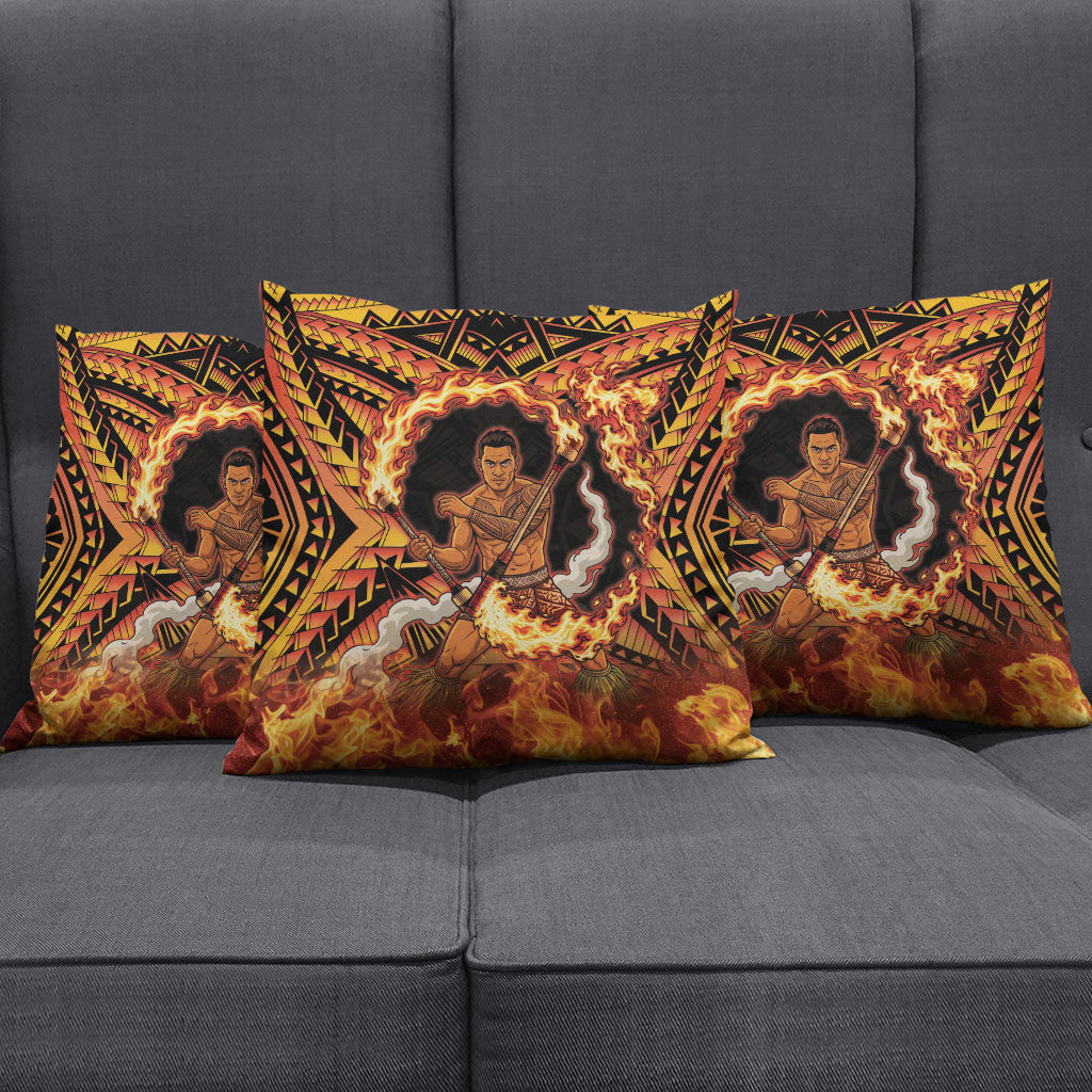 Samoa Siva Afi Dance Fireknife Pillow Cover Samoan Tribal Motif Dancing in the Fire
