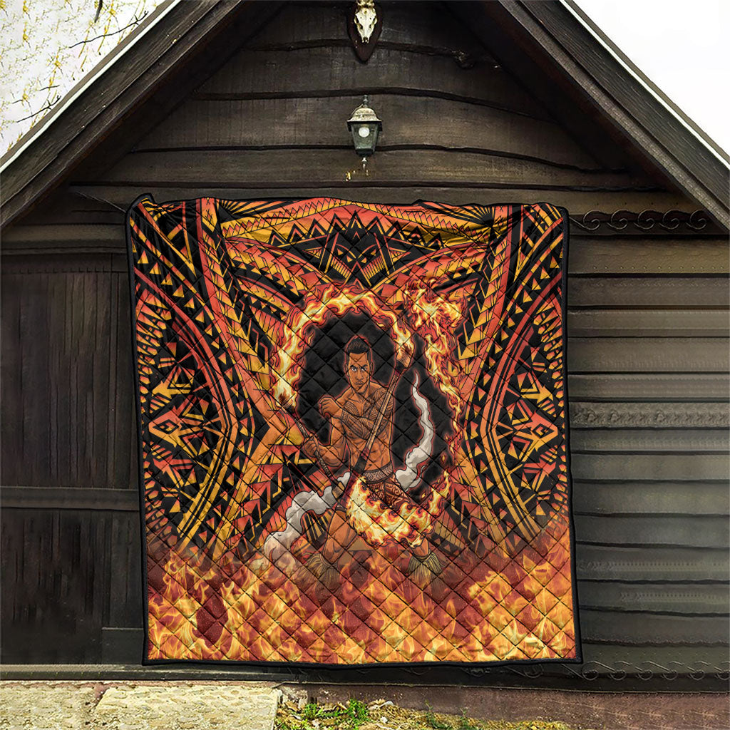 Samoa Siva Afi Dance Fireknife Quilt Samoan Tribal Motif Dancing in the Fire