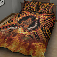 Samoa Siva Afi Dance Fireknife Quilt Bed Set Samoan Tribal Motif Dancing in the Fire