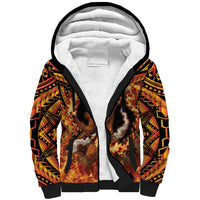 Samoa Siva Afi Dance Fireknife Sherpa Hoodie Samoan Tribal Motif Dancing in the Fire