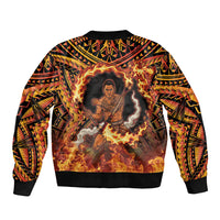 Samoa Siva Afi Dance Fireknife Sleeve Zip Bomber Jacket Samoan Tribal Motif Dancing in the Fire