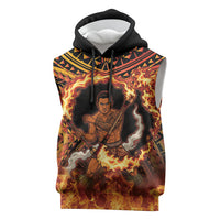 Samoa Siva Afi Dance Fireknife Sleeveless Hoodie Samoan Tribal Motif Dancing in the Fire