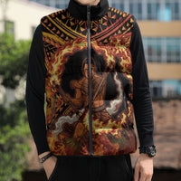Samoa Siva Afi Dance Fireknife Sleeveless Puffer Jacket Samoan Tribal Motif Dancing in the Fire