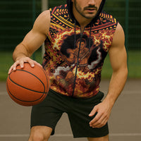Samoa Siva Afi Dance Fireknife Sleeveless Zip Hoodie Samoan Tribal Motif Dancing in the Fire