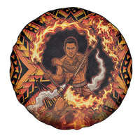 Samoa Siva Afi Dance Fireknife Spare Tire Cover Samoan Tribal Motif Dancing in the Fire