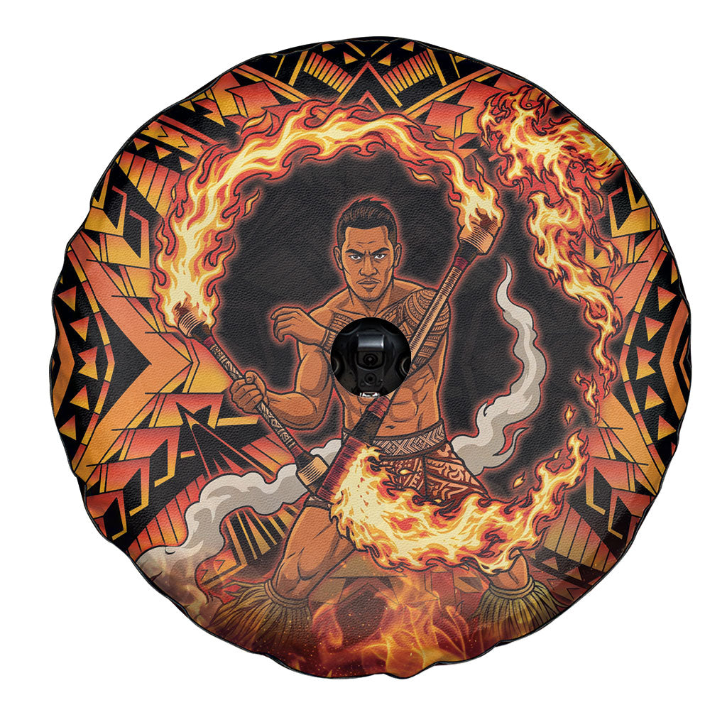Samoa Siva Afi Dance Fireknife Spare Tire Cover Samoan Tribal Motif Dancing in the Fire