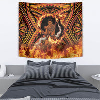 Samoa Siva Afi Dance Fireknife Tapestry Samoan Tribal Motif Dancing in the Fire