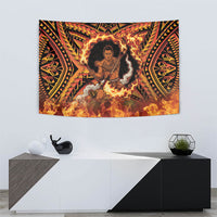 Samoa Siva Afi Dance Fireknife Tapestry Samoan Tribal Motif Dancing in the Fire