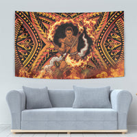 Samoa Siva Afi Dance Fireknife Tapestry Samoan Tribal Motif Dancing in the Fire