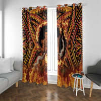 Samoa Siva Afi Dance Fireknife Window Curtain Samoan Tribal Motif Dancing in the Fire