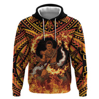 Samoa Siva Afi Dance Fireknife Zip Hoodie Samoan Tribal Motif Dancing in the Fire