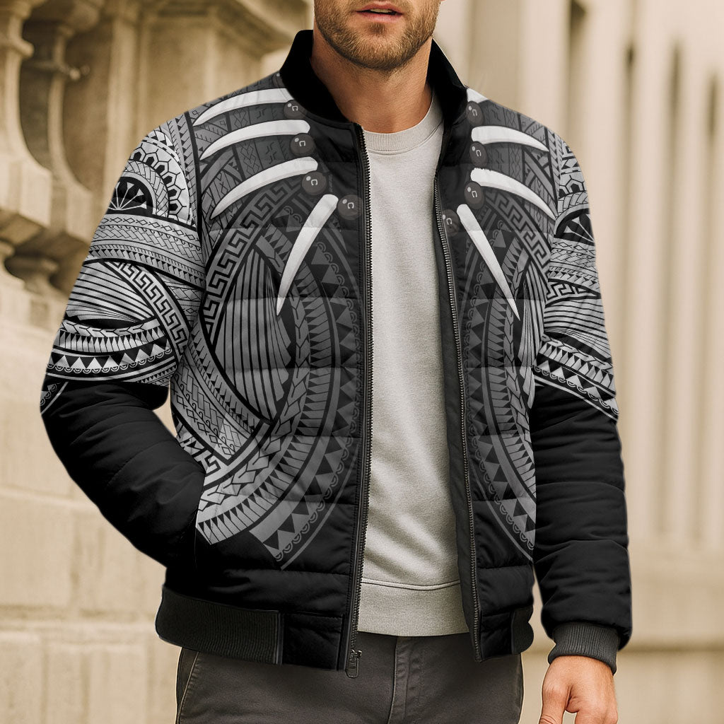 Samoan Ula Nifo Afi Tribal Bomber Puffer Jacket Polynesian Pattern