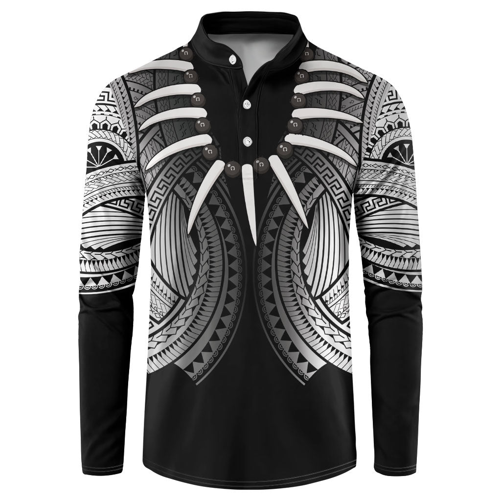 Samoan Ula Nifo Afi Tribal Button Sweatshirt Polynesian Pattern
