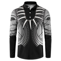 Samoan Ula Nifo Afi Tribal Button Sweatshirt Polynesian Pattern