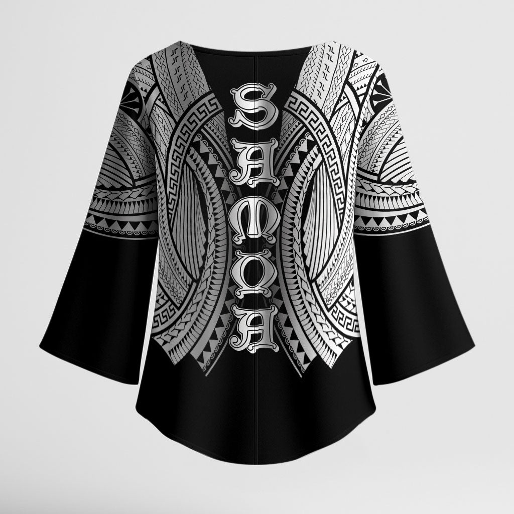 Samoan Ula Nifo Afi Tribal Kimono Sleeve Blouse Polynesian Pattern
