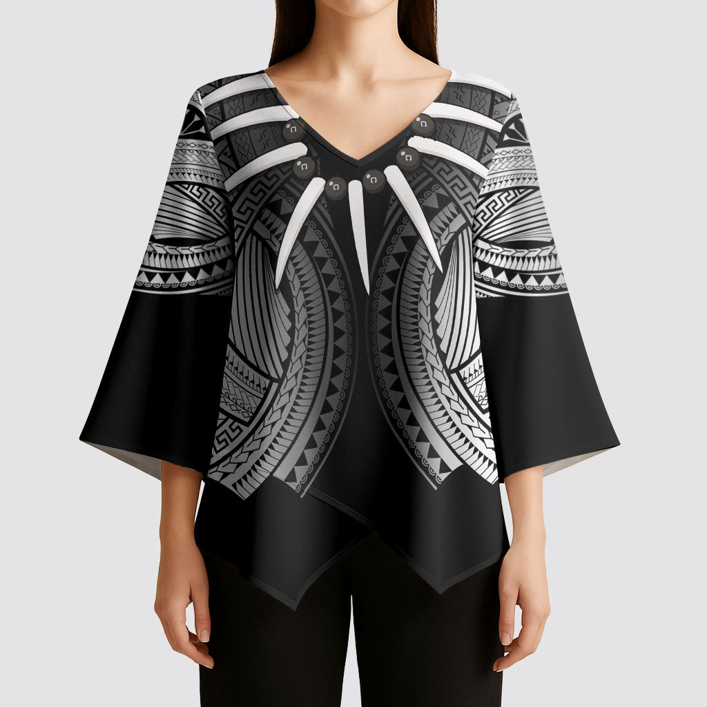 Samoan Ula Nifo Afi Tribal Kimono Sleeve Blouse Polynesian Pattern