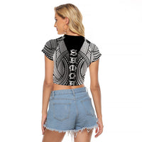 Samoan Ula Nifo Afi Tribal Raglan Cropped T Shirt Polynesian Pattern