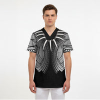 Samoan Ula Nifo Afi Tribal Scrub Top Polynesian Pattern