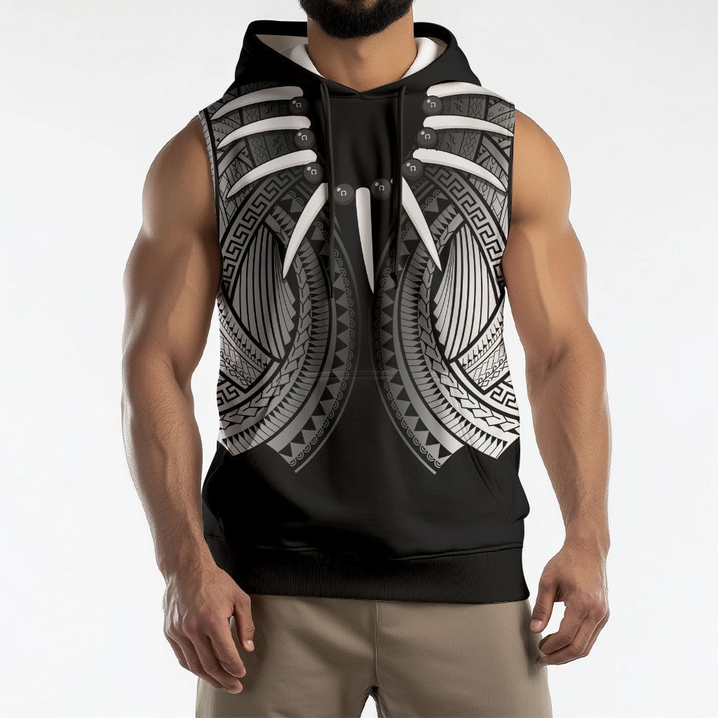 Samoan Ula Nifo Afi Tribal Sleeveless Hoodie Polynesian Pattern