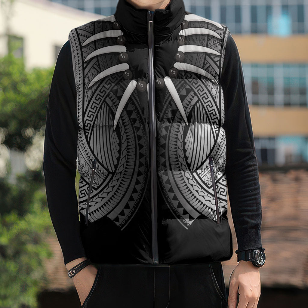 Samoan Ula Nifo Afi Tribal Sleeveless Puffer Jacket Polynesian Pattern