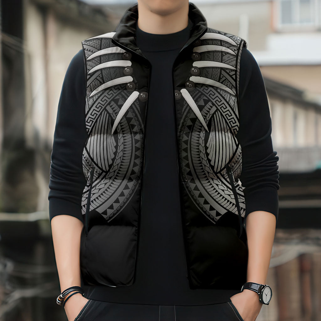 Samoan Ula Nifo Afi Tribal Sleeveless Puffer Jacket Polynesian Pattern