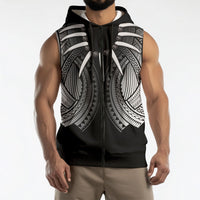 Samoan Ula Nifo Afi Tribal Sleeveless Zip Hoodie Polynesian Pattern