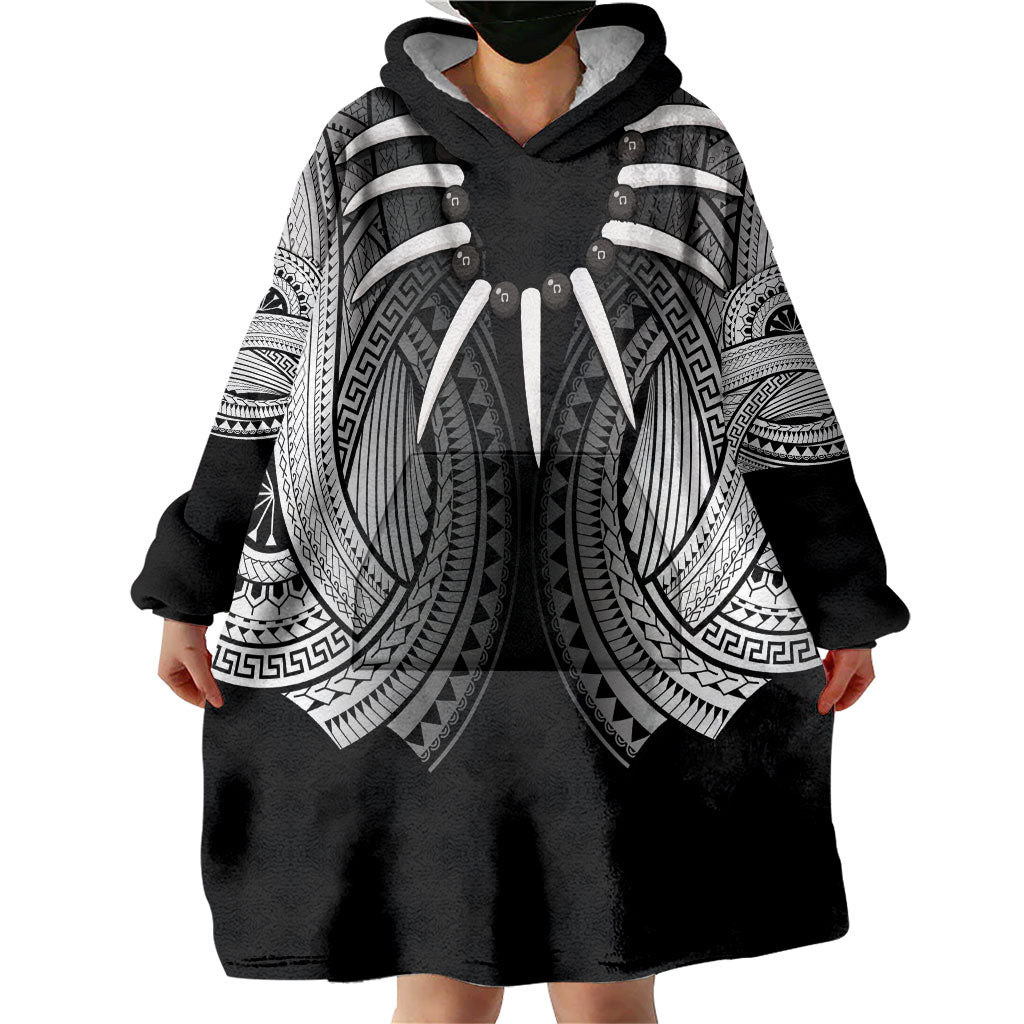 Samoan Ula Nifo Afi Tribal Wearable Blanket Hoodie Polynesian Pattern