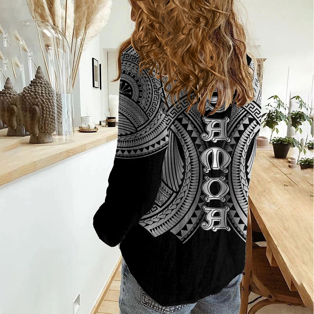 Samoan Ula Nifo Afi Tribal Women Casual Shirt Polynesian Pattern