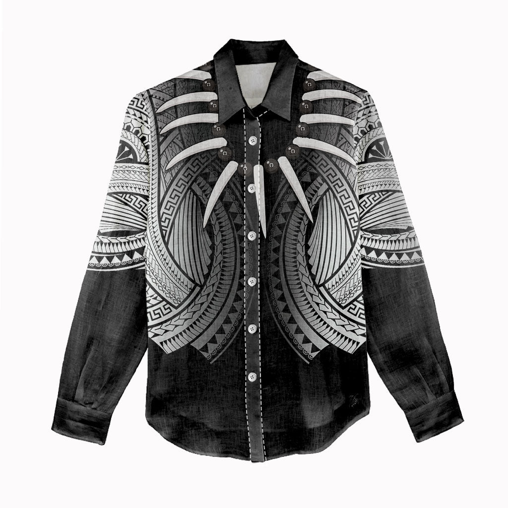 Samoan Ula Nifo Afi Tribal Women Casual Shirt Polynesian Pattern