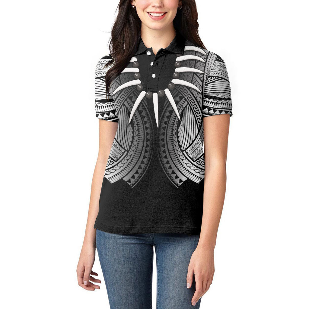 Samoan Ula Nifo Afi Tribal Women Polo Shirt Polynesian Pattern