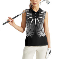 Samoan Ula Nifo Afi Tribal Women Sleeveless Polo Shirt Polynesian Pattern