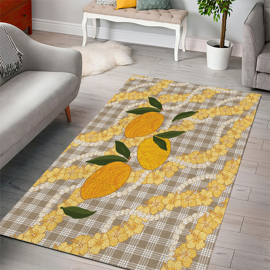 Maku'e Hawaiian Mango Palaka Area Rug Aloha Hibiscus Pikake Lei