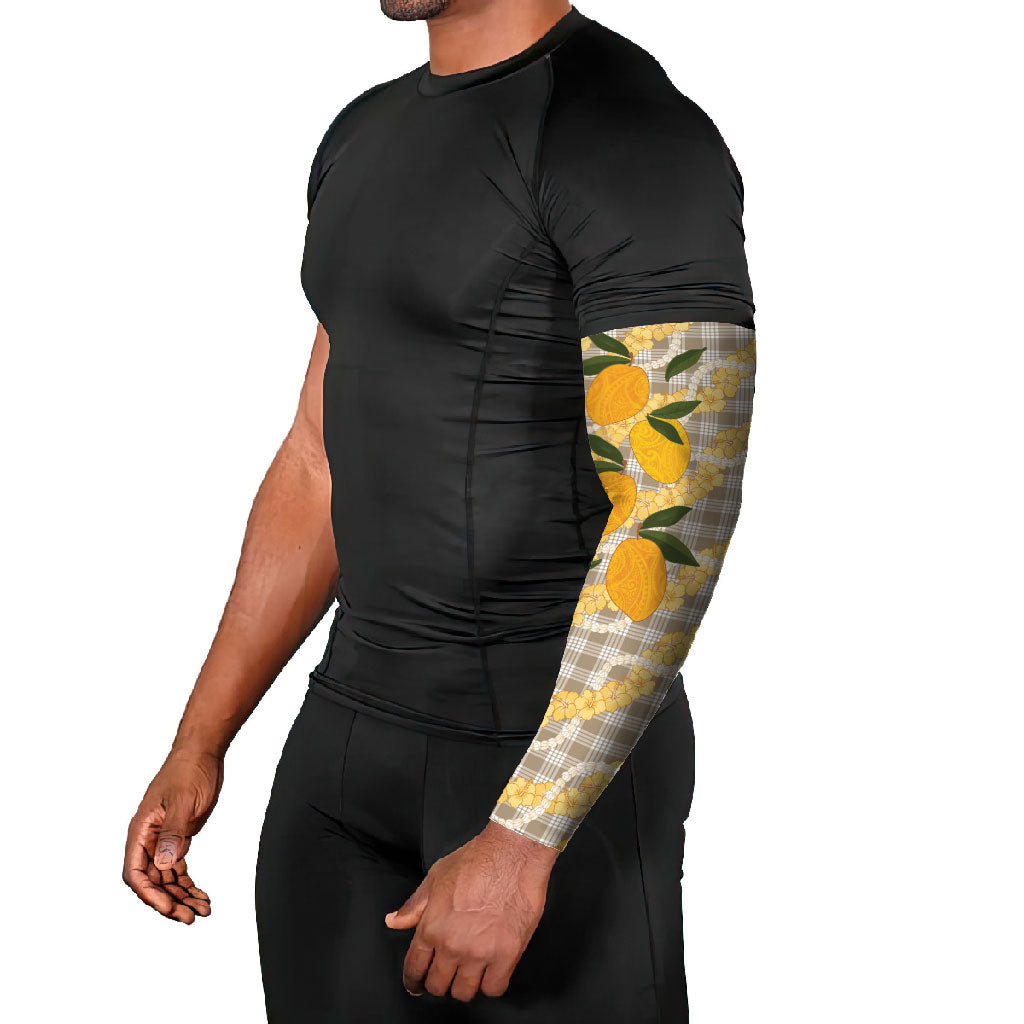 Maku'e Hawaiian Mango Palaka Arm Sleeves Aloha Hibiscus Pikake Lei