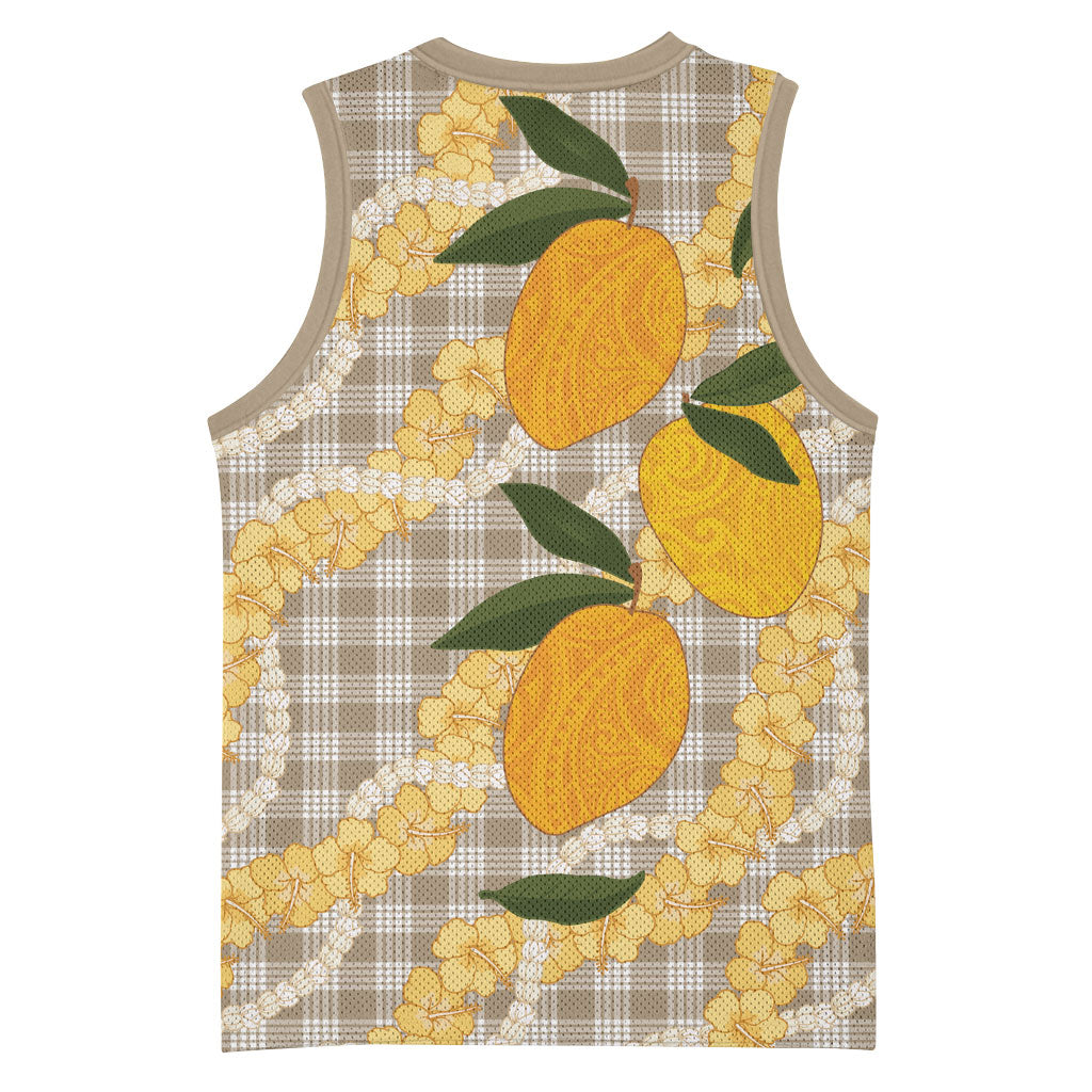 Maku'e Hawaiian Mango Palaka Basketball Jersey Aloha Hibiscus Pikake Lei