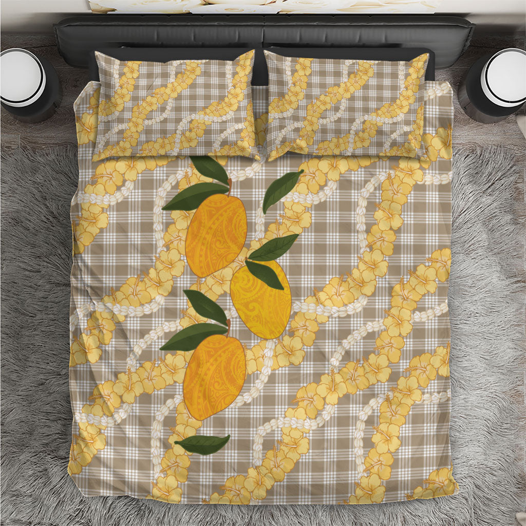 Maku'e Hawaiian Mango Palaka Bedding Set Aloha Hibiscus Pikake Lei