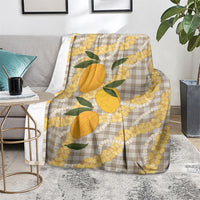 Maku'e Hawaiian Mango Palaka Blanket Aloha Hibiscus Pikake Lei