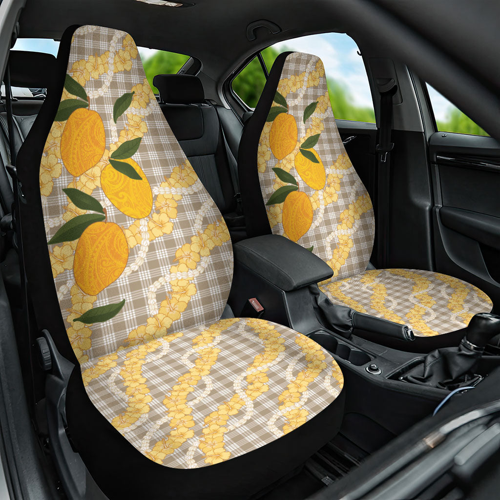 Maku'e Hawaiian Mango Palaka Car Seat Cover Aloha Hibiscus Pikake Lei