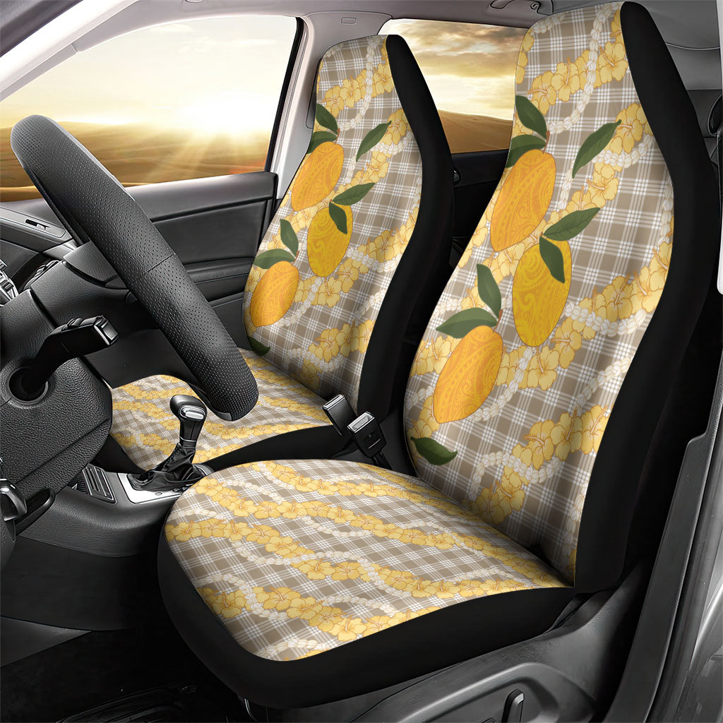 Maku'e Hawaiian Mango Palaka Car Seat Cover Aloha Hibiscus Pikake Lei
