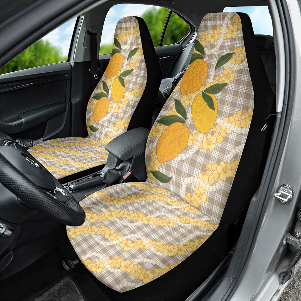 Maku'e Hawaiian Mango Palaka Car Seat Cover Aloha Hibiscus Pikake Lei