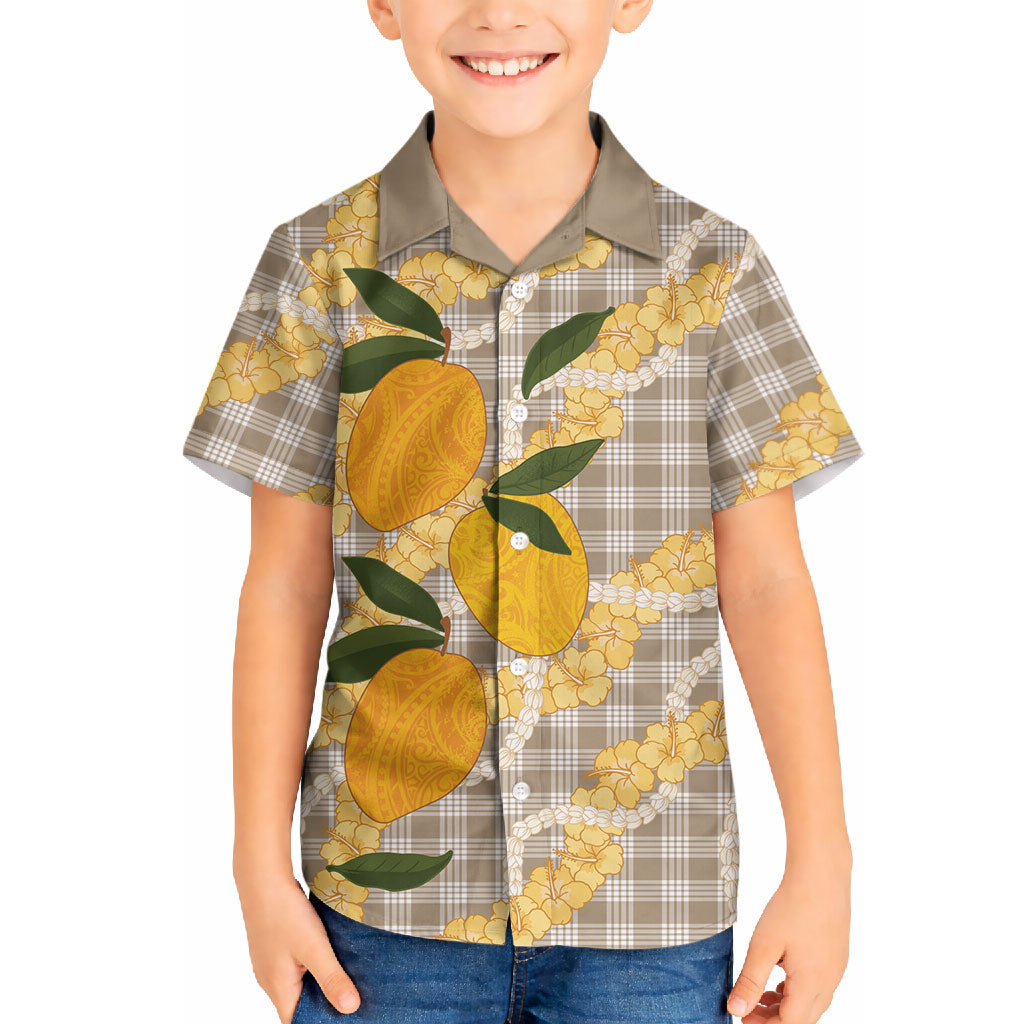Maku'e Hawaiian Mango Palaka Hawaiian Shirt Aloha Hibiscus Pikake Lei