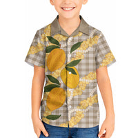 Maku'e Hawaiian Mango Palaka Hawaiian Shirt Aloha Hibiscus Pikake Lei