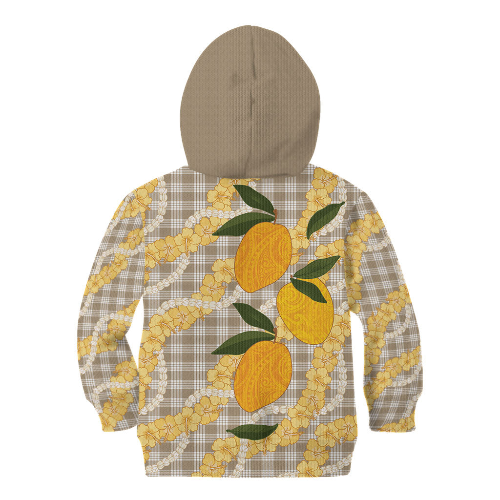 Maku'e Hawaiian Mango Palaka Kid Hoodie Aloha Hibiscus Pikake Lei
